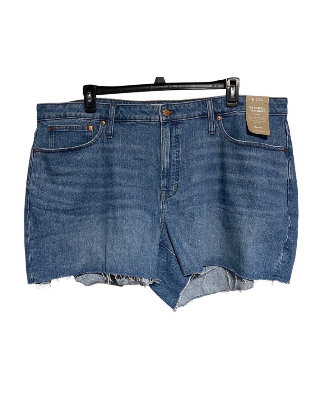 Madewell Womens Perfect Jean Shorts Curvy Fit With Raw Hem 22W Blue Denim